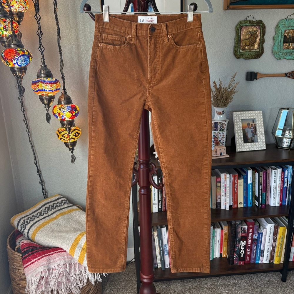 GAP Vintage‎ 25R Slim High Rise Corduroy Pants Brown Stretch Classic